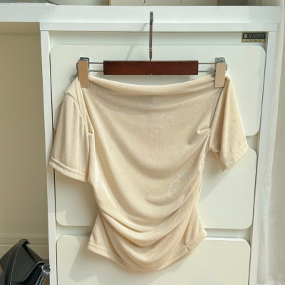 Áo nữ tay ngắn kiểu trễ vai chất liệu thích hợp mùa hè Muriel Miều Est.2013