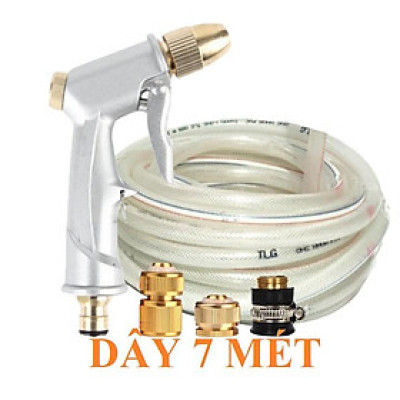 Bộ dây vòi xịt nước rửa xe, tưới cây . tăng áp 3 lần, loại 7m, 10m 206701 đầu đồng, cút đồng