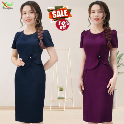 Đầm Peplum Kết Hoa Thủ Công Cực Sang