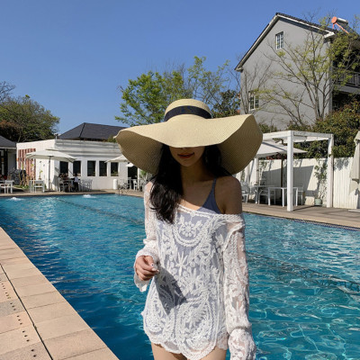 Áo ren lưới đi biển mặc khoác ngoài bikini dài tay dáng chui đầu sexy quyến rũ