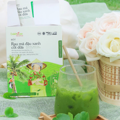 Rau má đậu xanh cốt dừa Dalahouse - Hộp 200gr (10 gói 20gr). Sử dụng đường hoa dừa Sokfarm không tăng cân, không tăng đường huyết