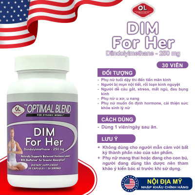 DIM For Her Olympian Labs hộp 30 viên cân bằng nội tiết giúp đẹp da giảm mụn ngăn ngừa u xơ u nang