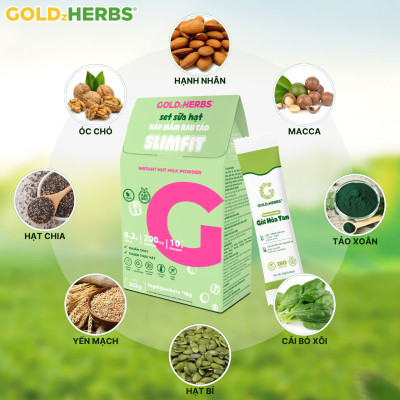 Hàng chính hãng - Bột sữa hạt nảy mầm rau tảo GoldzHerbs Slimfit - 12 gói/ 252g/ 500g