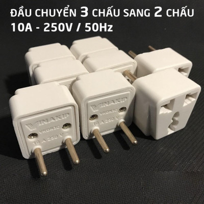 Ổ Cắm Điện - Đầu Chuyển Đổi Phích Điện 3 Chân Sang 2 Chân || 3 Chạc Sang 2 Chấu, Nhỏ Gọn, Tiện Dụng, An Toàn. TakyHome 8611