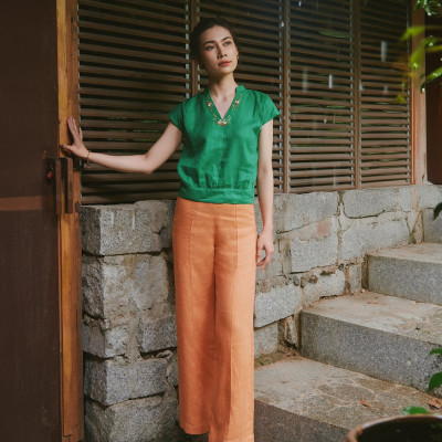 Áo Linen Thêu Tay Tú TOP218 thời trang thiết kế Hity