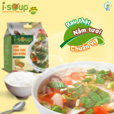 Canh Măng Chua Nấm Hương Ăn Liền ISOUP 50g 05 Viên - Viên Canh Ăn Liền Sấy Thăng Hoa