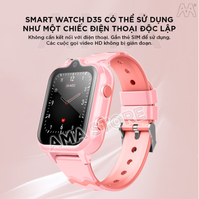 Đồng hồ Thông minh Trẻ em lắp Sim độc lập Nghe gọi 2 chiều Định vị kép GPS Wifi cao cấp Nhiều chức năng Chống nước tốt AMA Watch D35 Hàng nhập khẩu