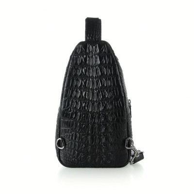 Túi đeo trước nam da cá sấu Huy Hoàng màu đen HC6285