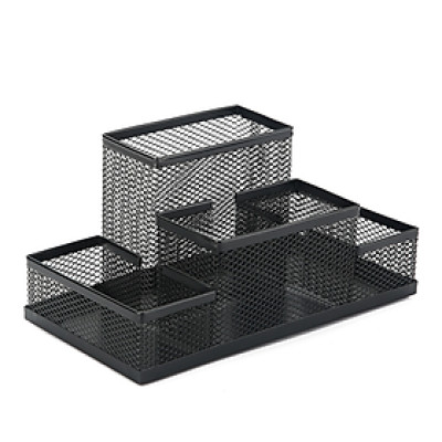 Hộp đựng bút 4 ngăn để bàn, chất liệu thép phủ sơn tĩnh điện phù hợp cho bàn học, bàn làm việc 