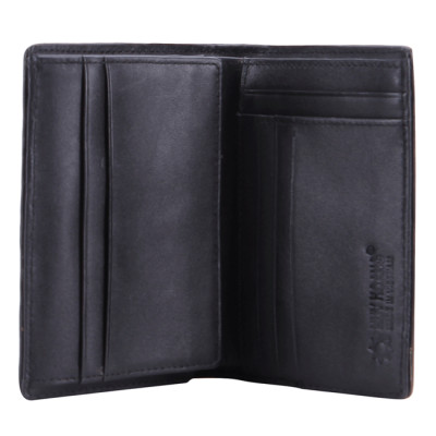 HJ2256 - Bóp nam Huy Hoàng da cá sấu kiểu đứng gai lưng màu đen