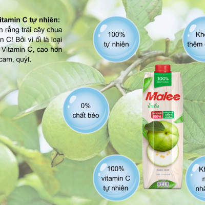 Nước Ép Ổi Malee 1 L - Nhập Khẩu Thái Lan | Malee 100% Guava Juice 1L