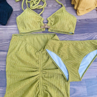 Bikini Tắm Biển Nữ Kèm Váy Dây Rút