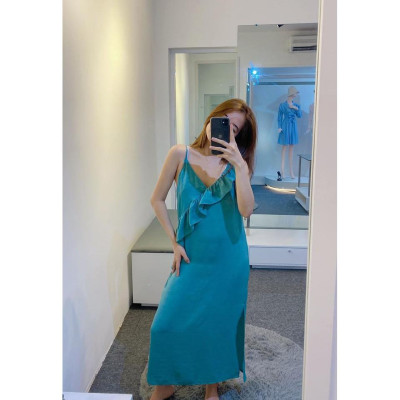 Baciami-Đầm 2 Dây Nhún Bèo Xẻ Đinh