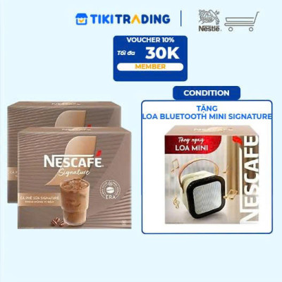 [Tặng Loa Bluetoooth Mini Signature] Combo 2 Cà phê sữa NESCAFÉ Signature Hộp 10 gói THƠM NỒNG VỊ ĐẬM