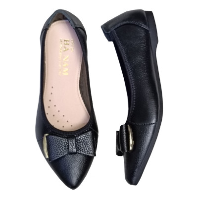 Giày Nữ Búp Bê Đế Bệt HÀ NAM Da Bò Thật Thời Trang Cao Cấp 2cm BBN2023