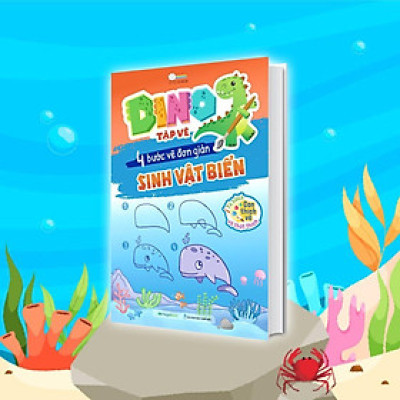 Sách - Dino Tập Vẽ - 4 Bước Vẽ Đơn Giản Sinh Vật Biển - Megabook