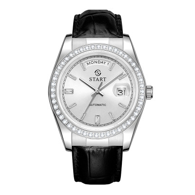 【START】đồng hồ kim cương nam đồng hồ cơ tự động chống nước chức năng hiển thị thứ ngày đồng hồ thời trang