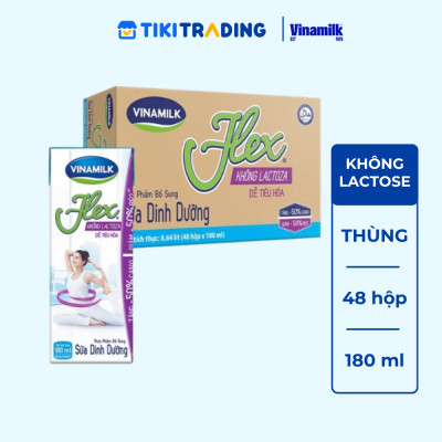 Thùng 48 Hộp Sữa tiệt trùng Vinamilk Flex không Lactose 180ml
