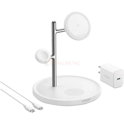 Đế sạc Anker MagGo Wireless 3 in 1 USB-C 15W Charge.Stand B25M3 - Hàng chính hãng