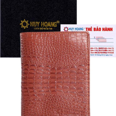 Ví Nam Vân Cá Sấu Kiểu Đứng Huy Hoàng HT2121 (12.5 x 10 cm) - Nâu