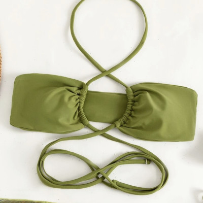 Set Bikini combo 3 món đồ bơi đi biển khoen ngực kèm quây rút sang chảnh