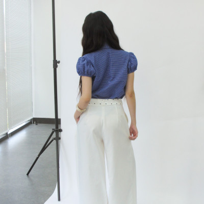 DOTTIE - Quần kaki ống rộng xếp li - Trắng - Q0402