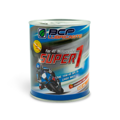 NHỚT XE MÁY DÀNH CHO XE SỐ BCP SUPER 1 - 0.8 LÍT API SL – JASO MA2 – SAE 15W40 PHIÊN BẢN LON – MÙI THƠM DÂU - CÔNG THỨC CẢI TIẾN
