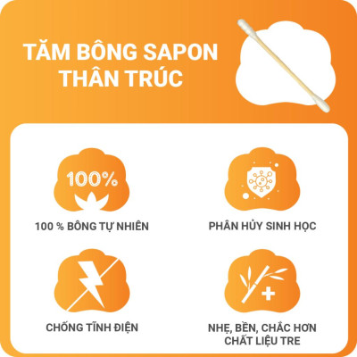 [Lố 6 túi ] Tăm bông vệ sinh người lớn YUMY thân trúc [TB01-525] túi 200 que