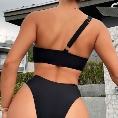 Bộ Bikini đi biển thiết kế quyến rũ thời trang họa tiết trái tim vai lệch