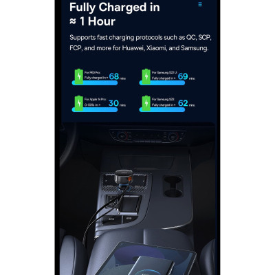 Tẩu sạc dùng trên ô tô tích hợp cáp Type C và iP Cable 60W Baseus Enjoyment Pro Car Charger - Hàng chính hãng