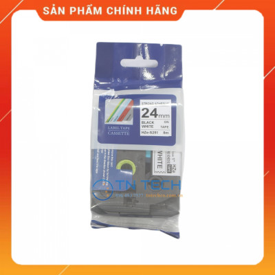 Nhãn In HZE-S251 - Đen nền trắng 24mm x 8m - Dùng cho máy in BROTHER - AIMO - PUTY [Hàng nhập khẩu]