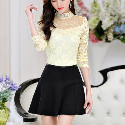 Áo ren hoa nữ dài tay thu đông họa tiết hoa mai 43