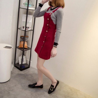 Đầm yếm nữ phối nút thu đông Haint Boutique Da85