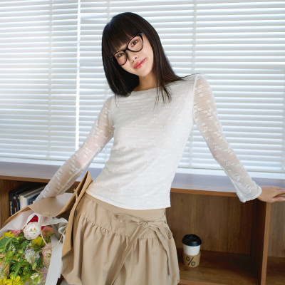 Áo thun dài tay nữ chất vải ren có lớp trong kiểu dáng ôm tôn dáng Feya Miều Est.2013