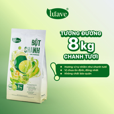 Date T8/2025) Bột chanh Lúave 400g - Tương tương với 8kg chanh tươi, vị chua ổn định, không chất bảo quản