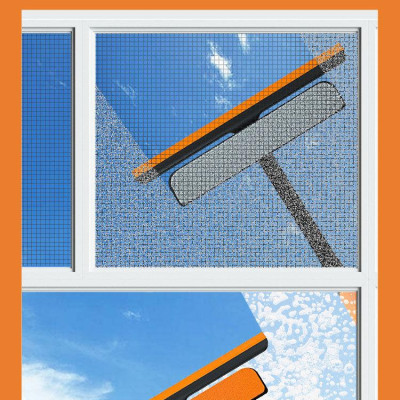 Cây Lau Kính Thông Minh 3in1 Đa Năng Mini Xoay 360 Độ Nhỏ Gọn Tiện Lợi Với Tay Cầm Chống Trơn Màu Cam