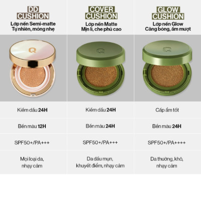 Phấn nước trang điểm căng bóng thuần chay GLAMRR Q VEGAN SUPER GLOW CUSHION (1 lõi x 15g) by Gilaa