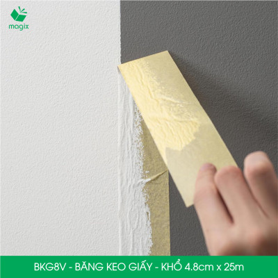 BKG8V - Block 3 cuộn băng keo giấy khổ 4.8cm x 25m - Băng dính giấy viết được, chặn màu sơn