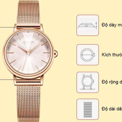 Đồng hồ nữ Julius JA-1120 dây thép (nhiều màu)