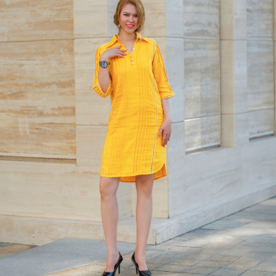 Đầm Sơ Mi Linen Tràng An DRE135 thời trang thiết kế Hity