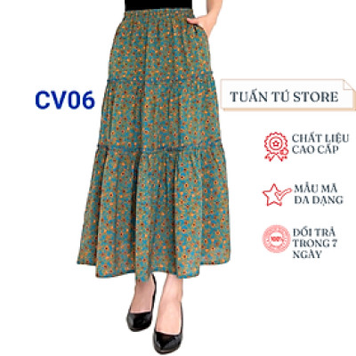Chân Váy Lụa Hàn Châu Dành Cho Nữ Trung Niên Thời Trang Cao Cấp Tôn Vóc Dáng, Phong Cách Thanh Lịch - Tuấn Tú Store 68