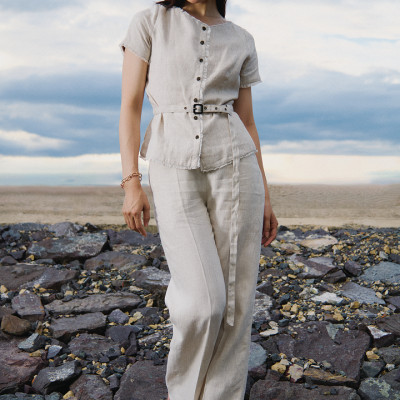 Áo Linen Rút Chỉ Lanh TOP220 thời trang thiết kế Hity