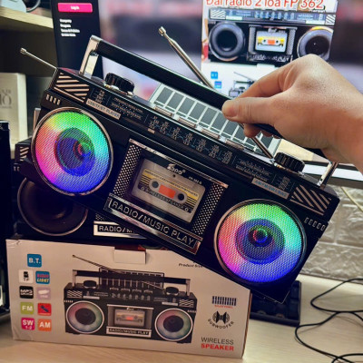 Đài FM Radio FP-362S 2 Loa kiêm loa bluetooth- Sạc Năng Lượng Mặt trời, Đài FM, AM, SW1-2, đài FM Hàng Chính Hãng