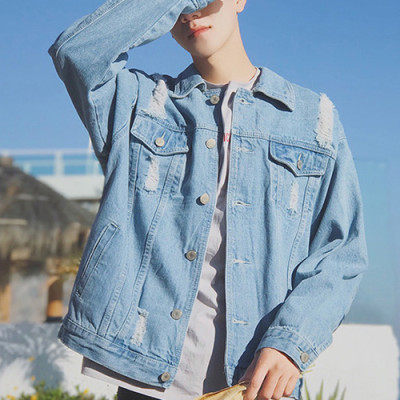 Áo khoác jean nam rách thời trang 2019