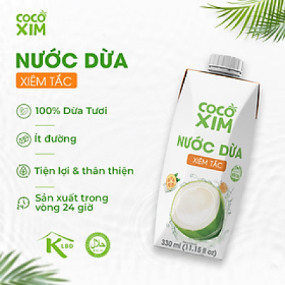 Nước dừa đóng hộp Cocoxim Tắc dung tích 330ml/Hộp