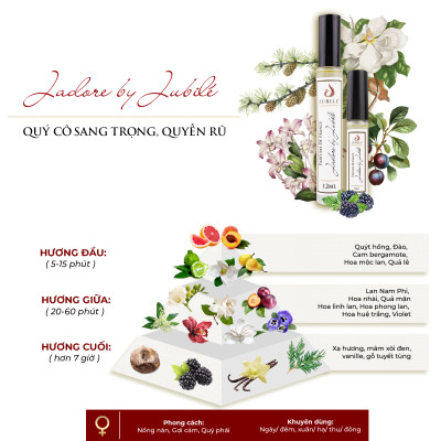 Jadore by Jubilé - Tinh dầu nước hoa Pháp Nữ Dạng lăn 12ml Thơm Lâu, Sang Trọng, Quyến Rũ