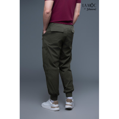 Quần nam kaki xanh rêu túi hộp ống bo thun