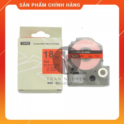 [Combo 5 cuộn] Nhãn in Tepra SC18RW (LC-5RBP) - Chữ đen nền đỏ 18mm x 8m - Hàng nhập khẩu