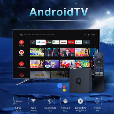 Smart box android tv Q mới có điều khiển giọng nói tiếng việt hỗ trợ bluetooth Wifi băng tần kép cài sẵn chương trình tivi và xem phim HD miễn phí vĩnh viễn - Hàng nhập khẩu