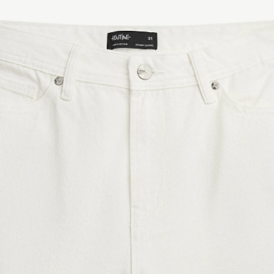 Quần denim nam / Quần jean màu Trắng thêu túi sau Form Straight cropped - RT 10S25DPA011 | ROUTINE CÀ MAU